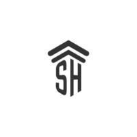sh initiale pour la conception du logo du cabinet d'avocats vecteur