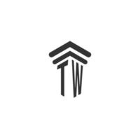 tw initiale pour la conception du logo du cabinet d'avocats vecteur