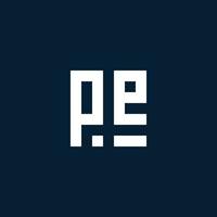 pe logo monogramme initial avec style géométrique vecteur