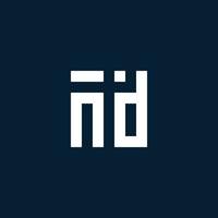 nd logo monogramme initial avec style géométrique vecteur