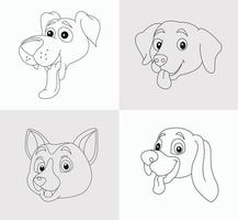 livre de coloriage tête de chien pour enfants vecteur