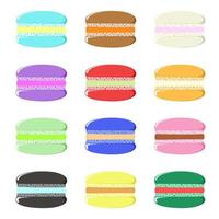 différents types de macarons. ensemble de macarons de gâteau au goût différent vecteur