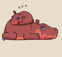 hippopotame de famille de dessin animé mignon. vecteur d'illustration animal dessin animé isolé