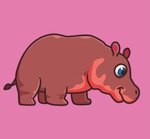 mignon bébé hippopotame. illustration d'animal de dessin animé isolé. vecteur de logo premium de conception d'icône d'autocollant de style plat. personnage mascotte