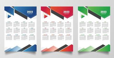 Modèle de conception de calendrier mural d'une page 2023 vecteur