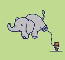 mignon bébé éléphant en apesanteur. icône d'illustration de style dessin animé plat animal mascotte de logo vectoriel premium adapté au caractère de bannière de conception web