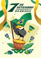 illustration vectorielle d'oiseau mignon sur le thème de l'indépendance du brésil vecteur