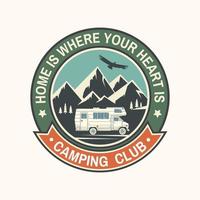 camping-car et caravaning club. illustration vectorielle. vecteur