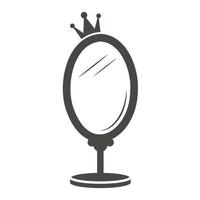 miroir de table princesse vintage de style royal sur fond blanc. conception de cadre rétro avec couronne pour l'anniversaire et la fête de bébé fille. vecteur silhouette.
