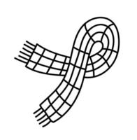 écharpe confortable de contour de doodle. illustration vectorielle dessinée à la main de vêtements chauds vecteur