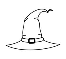 chapeau de doodle de sorcière isolé. contour chapeau dessiné à la main. illustration vectorielle d'halloween vecteur