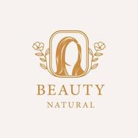 beauté femme dessin au trait naturel création de logo vecteur