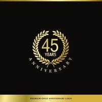 logo de luxe anniversaire 45 ans utilisé pour l'hôtel, le spa, le restaurant, le vip, la mode et l'identité de la marque premium. vecteur