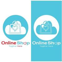 sac à provisions logo e-commerce et panier d'achat en ligne et création de logo de boutique en ligne avec un concept moderne vecteur