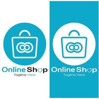 sac à provisions logo e-commerce et panier d'achat en ligne et création de logo de boutique en ligne avec un concept moderne vecteur