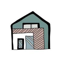 maison scandinave dessinée à la main en couleur dans un style doodle vecteur