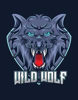 loup mascotte e-sport gaming logo vector design