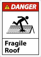 signe de toit fragile danger sur fond blanc vecteur