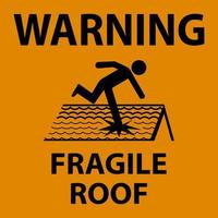 Panneau d'avertissement toit fragile sur fond blanc vecteur