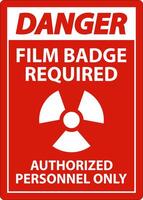 Insigne de film de danger requis uniquement autorisé signe sur fond blanc vecteur