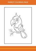 joli livre de coloriage de perroquet. conception d'art en ligne pour la page de coloriage imprimable pour les enfants. vecteur