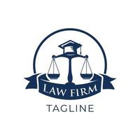 création de logo de loi minimaliste bleu. modèle de conception d'avocat ou de notaire. vecteur modifiable