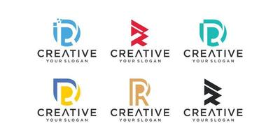 ensemble de modèle de logo monogramme créatif lettre r. icônes pour les affaires de luxe, élégantes, simples vecteur