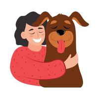 femme avec amour de chien vecteur