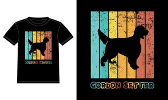 modèle de conception de t-shirt rétro vintage coucher de soleil drôle de setter gordon, tableau de setter gordon, autocollant de fenêtre de voiture, pod, couverture, fond blanc isolé, cadeau de silhouette pour amateur de setter gordon vecteur