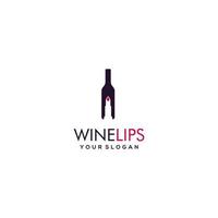 création de logo de bouteille de vin avec rouge à lèvres vecteur