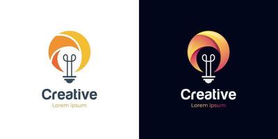 logos modernes d'idée créative de technologie d'ampoule. création de logo de brillance électrique de lampe de vecteur