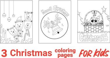 ensemble de pages à colorier pour les enfants. vecteur. renne volant le traîneau du père noël vecteur