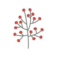 buisson de baies rouges mûres d'automne sur une branche. clipart vectoriel, illustration isolée sur fond blanc. pour une carte de vœux, bannière, déco design vecteur