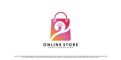 création de logo de boutique en ligne pour l'icône d'entreprise de commerce avec vecteur premium de concept de style moderne
