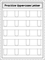 traçage des lettres de l'alphabet abc. lettre majuscule u. pratique de l'écriture manuscrite pour les enfants d'âge préscolaire vecteur