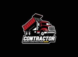 vecteur de logo de camion à benne basculante pour entreprise de construction. illustration vectorielle de modèle d'équipement lourd pour votre marque.