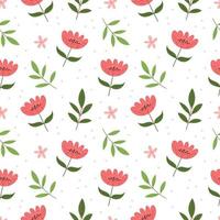 motif floral sans couture avec fleurs roses et feuilles. illustration vectorielle plane colorée. conception de texture répétitive. vecteur