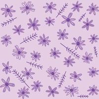 motif floral de camomille en petites fleurs pour la saint-valentin. fond floral harmonieux de marguerite pour les imprimés de mode. texture vectorielle continue. bouquet de printemps dans un style de croquis vintage sur violet vecteur