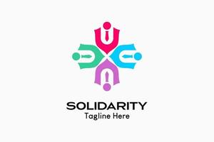 création de logo de solidarité ou de groupe avec concept d'éléments créatifs, attacher l'icône des personnes dans l'art rotatif. illustration vectorielle moderne vecteur