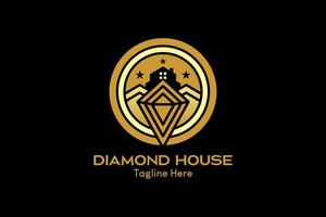 logo de maison de diamant avec concept créatif en cercle. prime de vecteur
