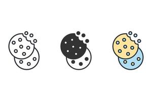 icônes de cookies aux pépites de chocolat symboles éléments vectoriels pour le web infographique vecteur