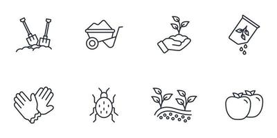 jeu d'icônes de jardinage. éléments de vecteur de symbole de pack de jardinage pour le web infographique