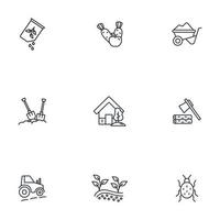 jeu d'icônes de jardinage. éléments de vecteur de symbole de pack de jardinage pour le web infographique