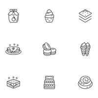 jeu d'icônes de desserts. éléments vectoriels de symboles de pack de desserts pour le web infographique vecteur