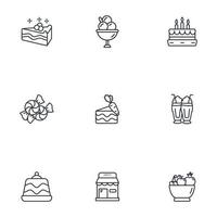 jeu d'icônes de desserts. éléments vectoriels de symboles de pack de desserts pour le web infographique vecteur