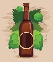 bouteille de bière avec du houblon vecteur