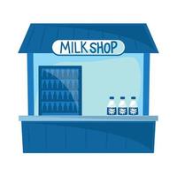 magasin de lait avec des bouteilles vecteur