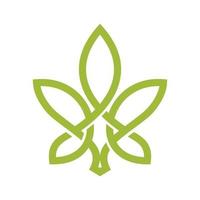 logo feuille de cannabis ligne verte vecteur