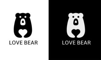 illustration graphique vectoriel du modèle de logo ours câlin amour