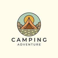 camping avec illustration vectorielle de logo couleur vintage. tente, conception de modèle d'icône d'aventure en montagne vecteur